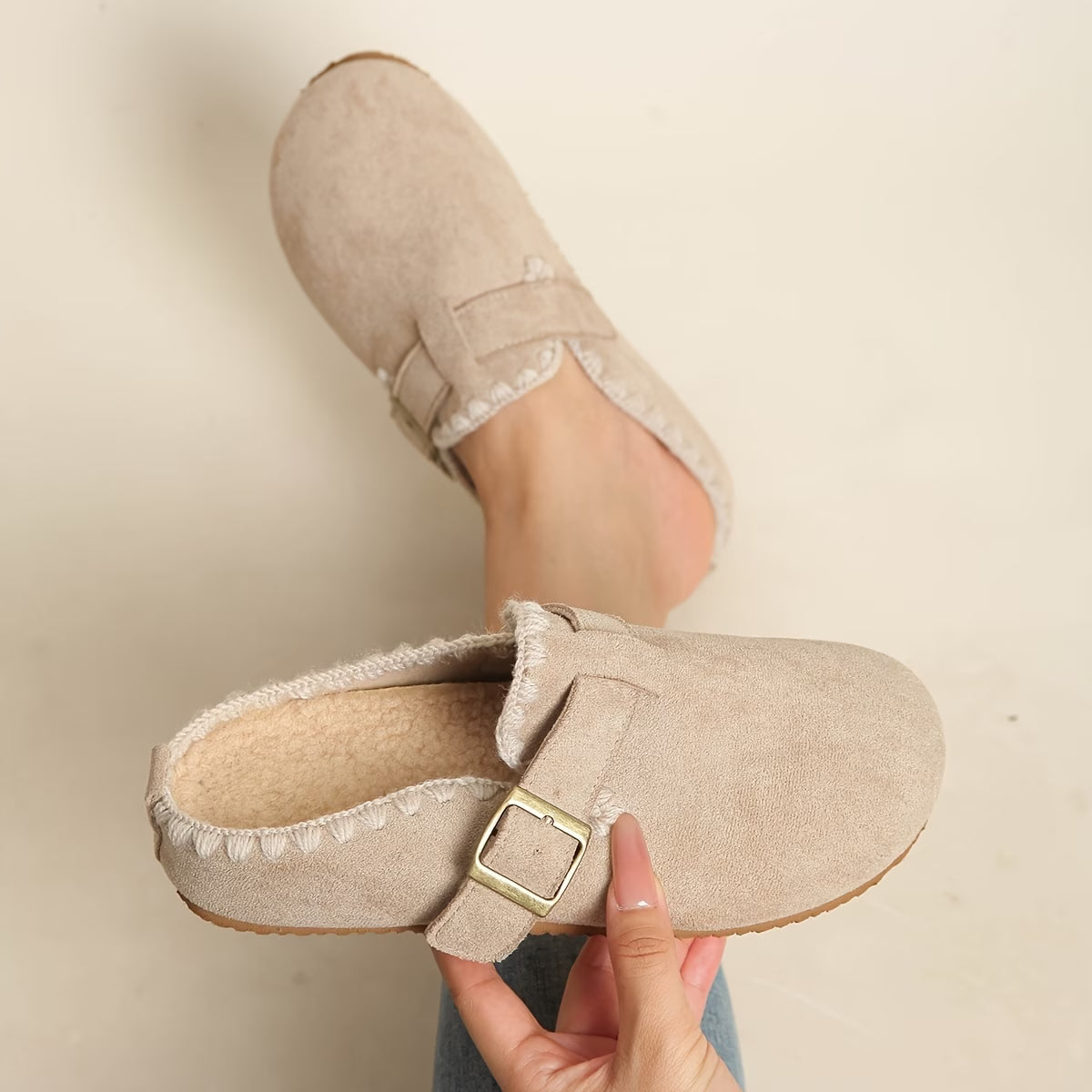 Women's Plush Lined Round Toe Mules