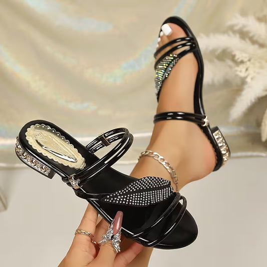 Women’s Rhinestone Leaf Strap Sandals