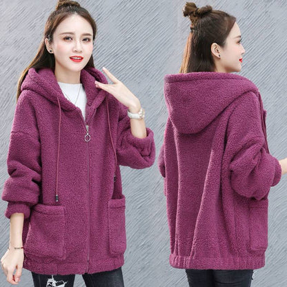 Women's Oversized Zip-Up Teddy Hoodie