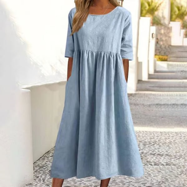 Women’s Relaxed Cotton-Linen Pocket Dress