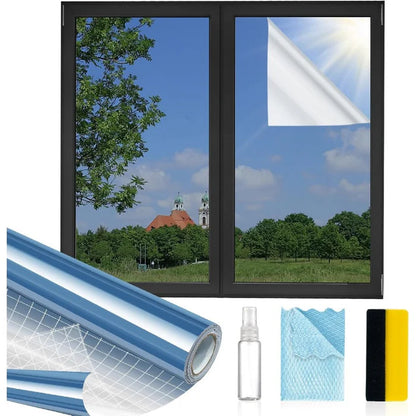 Reflective One-Way Privacy Window Film with DIY Installation Kit