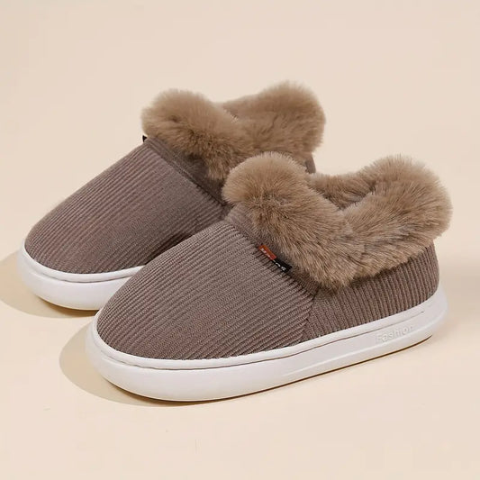 Unisex Warm Booties with Plush Lining - Non-Slip & Durable