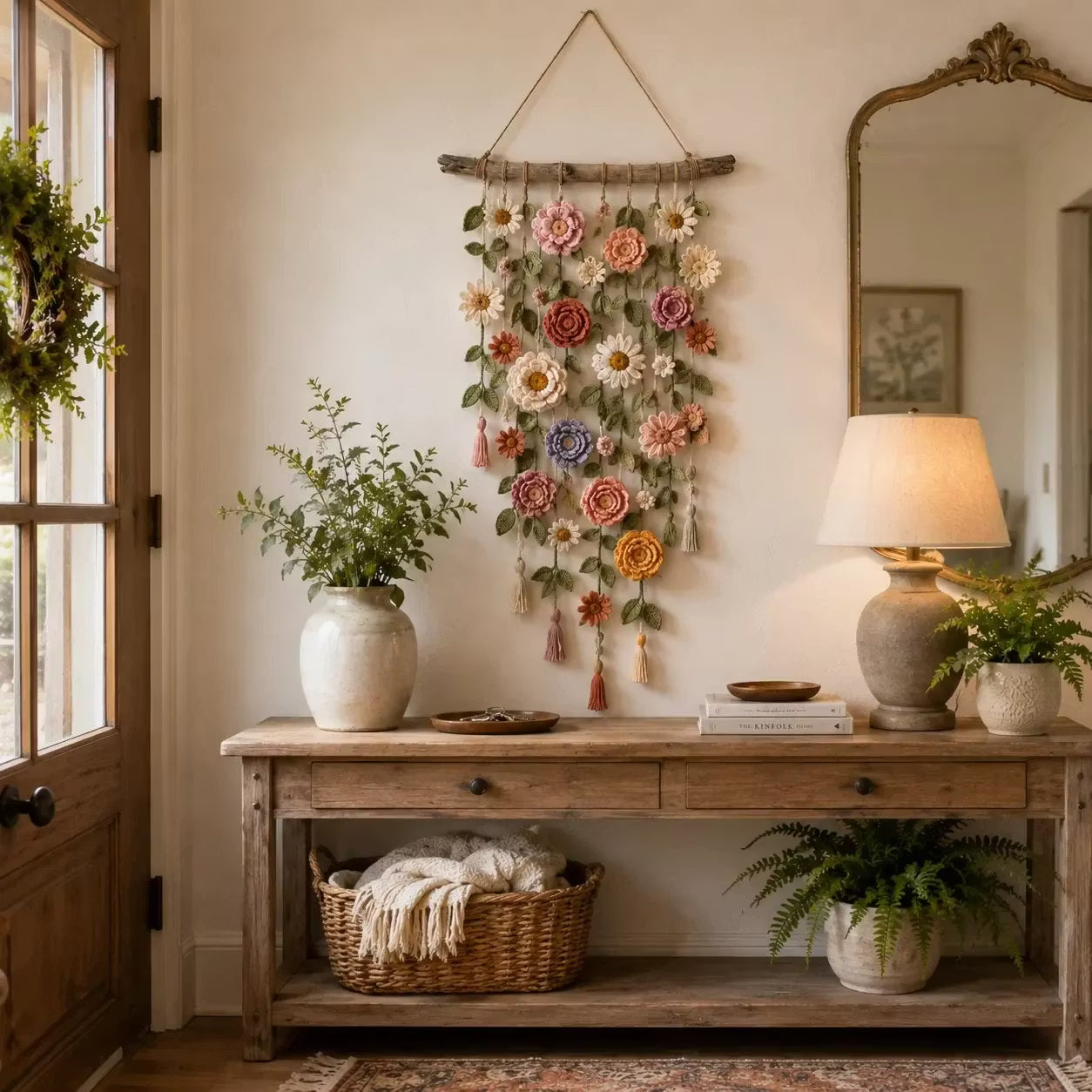 Boho Crochet Flower Wall Hanging