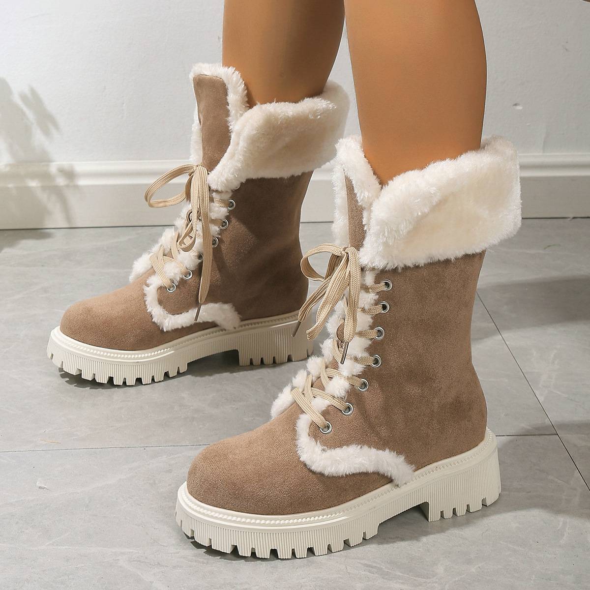 Women's Cotton Medium Plush Lined Snow Boots