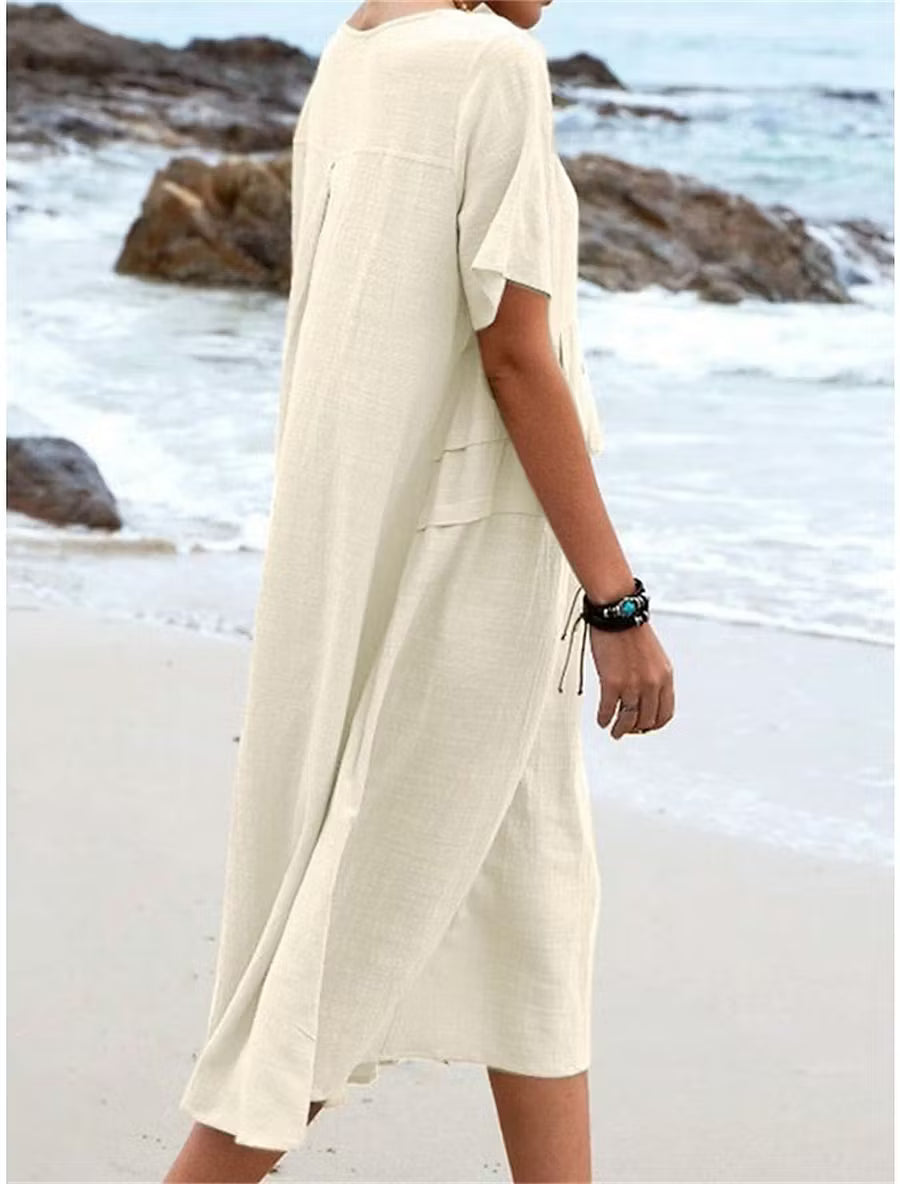 Women’s Relaxed Cotton-Linen Midi Dress