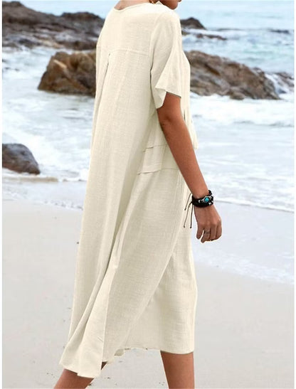 Women’s Relaxed Cotton-Linen Midi Dress