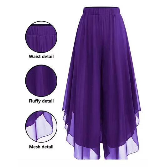 Women’s Layered Chiffon Wide-Leg Trousers