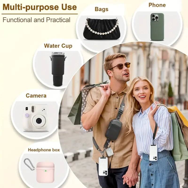 Adjustable Crossbody Phone Strap with Detachable Pouch