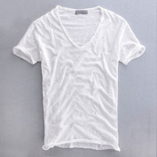 Men's Lightweight Slub Cotton V-Neck T-Shirt