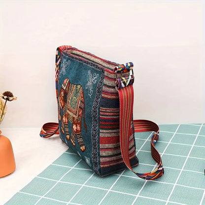 Embroidered Vintage-Style Shoulder Bag