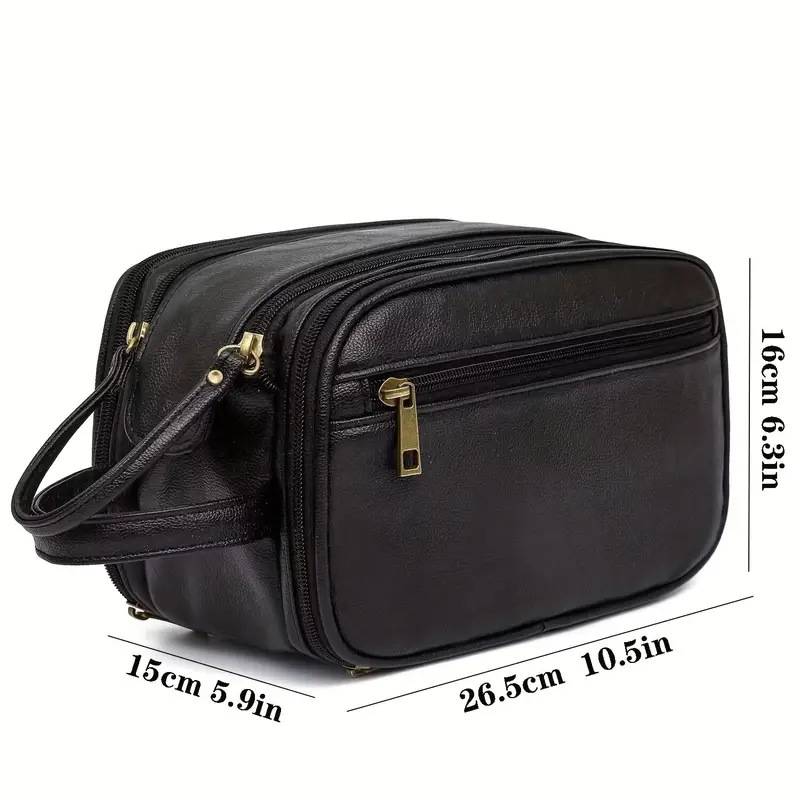 Dual-Access Travel Toiletry Bag with Mesh Pocket & Top Opening
