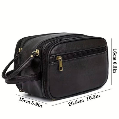 Dual-Access Travel Toiletry Bag with Mesh Pocket & Top Opening