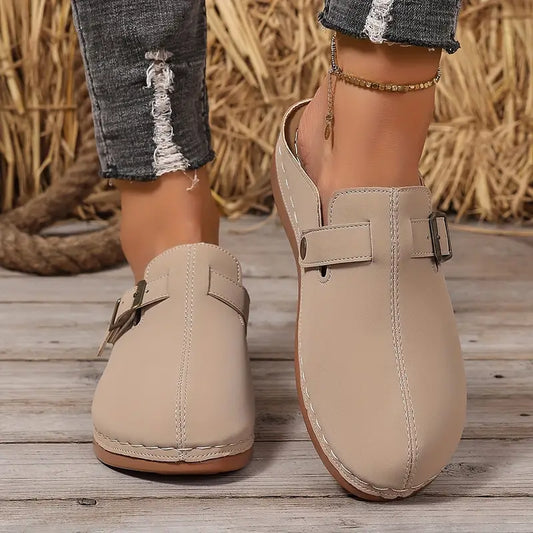 Women's Mid Heel Platform Sandals – PU Buckle Design