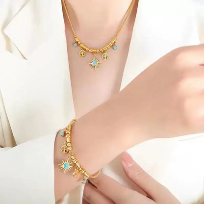 Women's Turquoise Sun Charm Jewellery Set