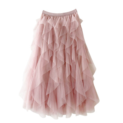 Women’s Asymmetrical Layered Ruffle Maxi Skirt