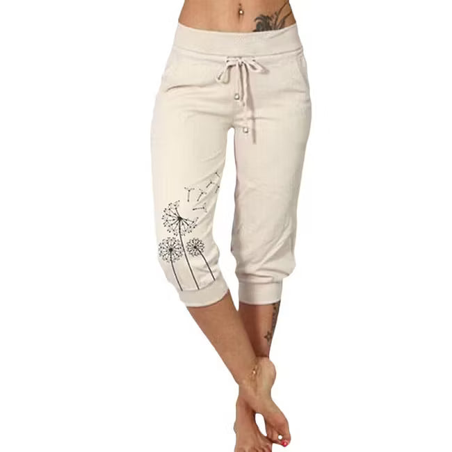 Women’s High-Waisted Drawstring Capri Trousers
