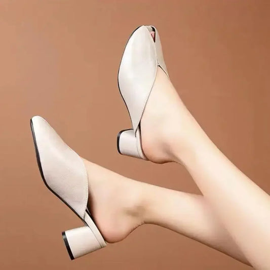 Elegant women's sandals with thick heel and fish mouth