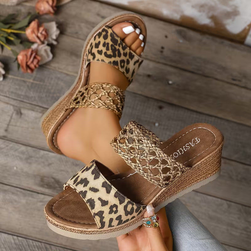 Women’s Double-Strap Wedge Mule Sandals