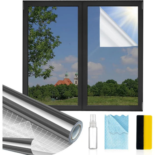 Reflective One-Way Privacy Window Film with DIY Installation Kit