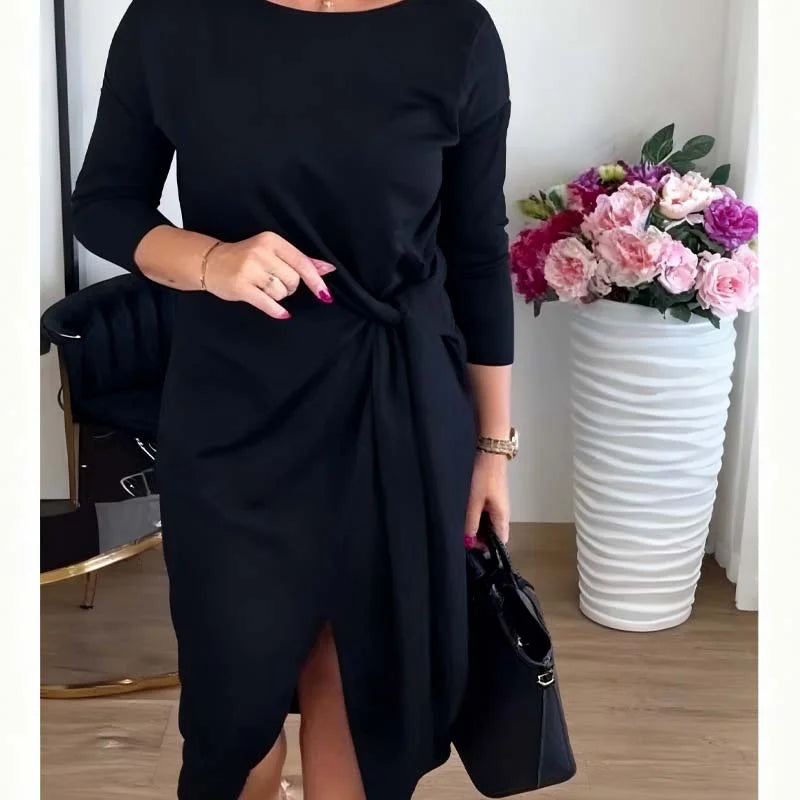 Women’s Front-Knot Slit Midi Dress