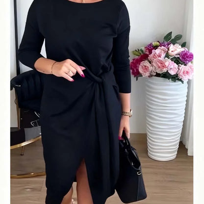 Women’s Front-Knot Slit Midi Dress