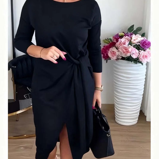 Women’s Front-Knot Slit Midi Dress