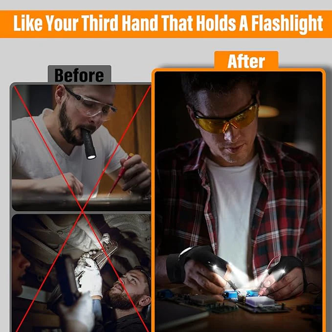 Hands-Free LED Work-Light Half-Finger Gloves
