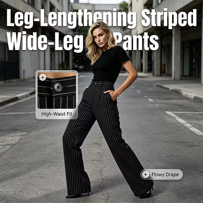 Women's Vertical Stripe Wide Leg Trousers