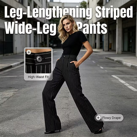 Women's Vertical Stripe Wide Leg Trousers