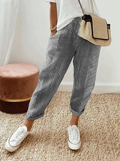 Women’s Lightweight Striped Drawstring Trousers
