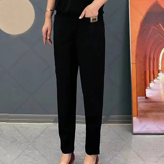 Cotton pants with elastic waist for women