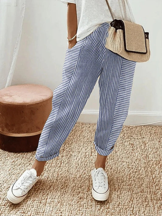 Women’s Lightweight Striped Drawstring Trousers