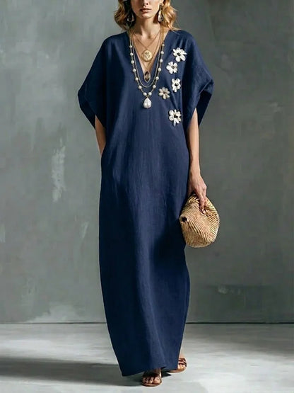 Women’s Loose Linen and Cotton Maxi Dress