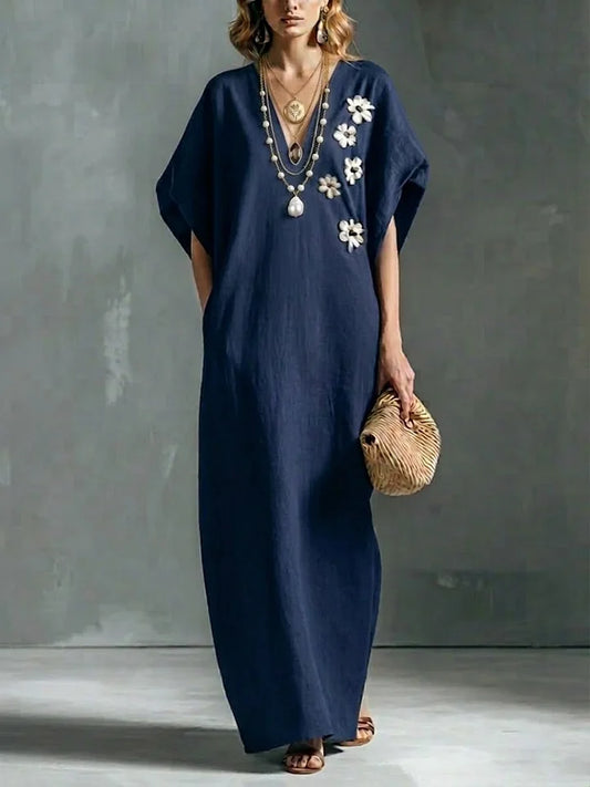Women’s Loose Linen and Cotton Maxi Dress