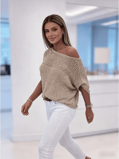 Women's Casual Hollow Short-Sleeve Top