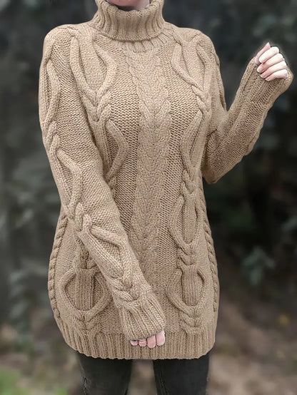 Women’s Cozy Cable Knit Turtleneck Dress
