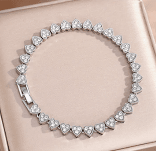Women’s Sparkling Heart-Link Bracelet Set