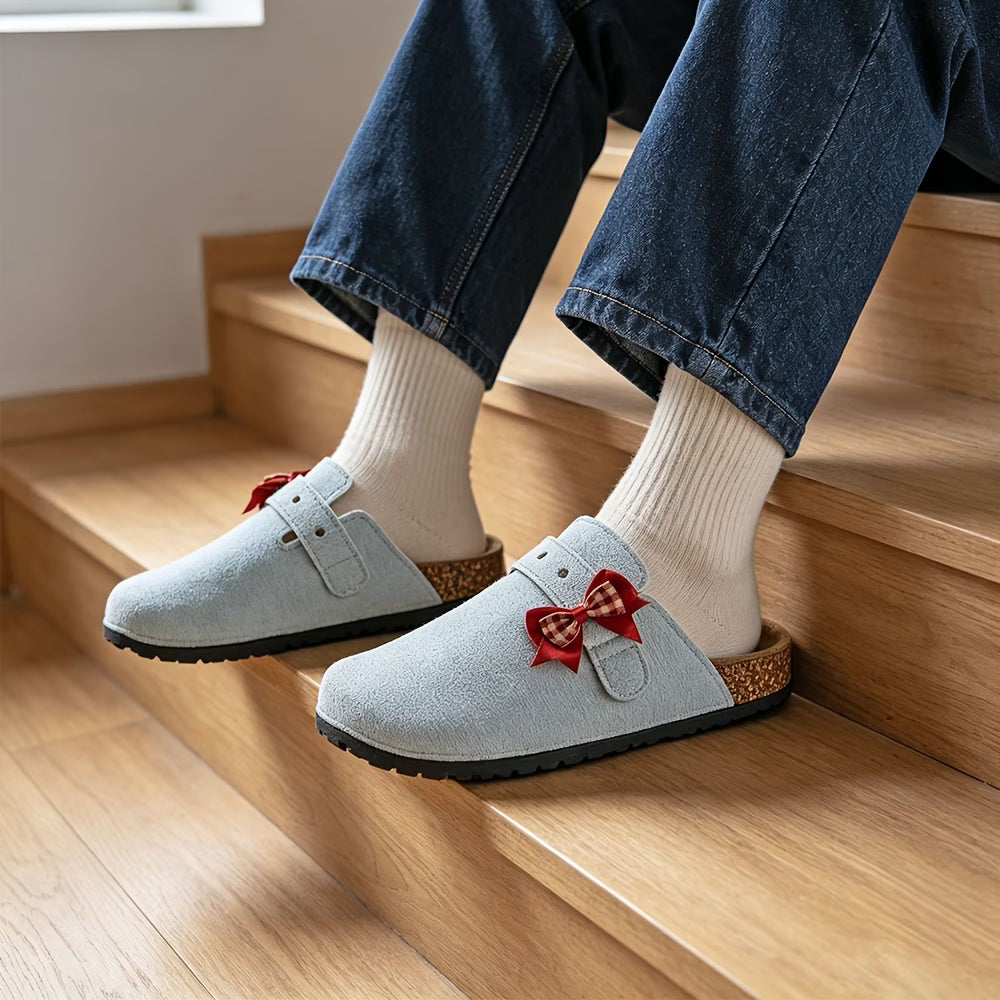 Women's Bow Detail Wide Toe Mules