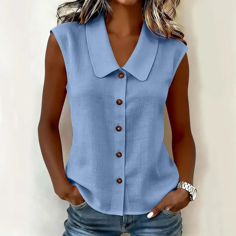 Women's Sleeveless Button-Front Blouse