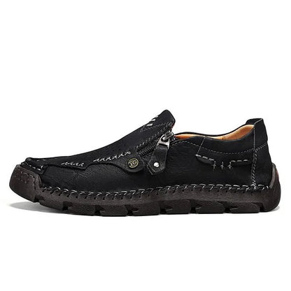 Men's Premium Wide-Toe Leather-Look Zip Loafers