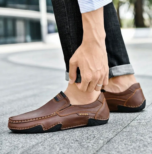 Men’s Calf Leather-Look Comfort Support Loafers