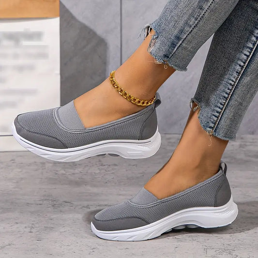 Women's Comfort Slip-On Trainers- Breathable Mesh Walking Shoes