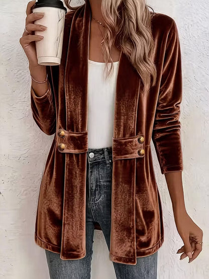 Women's Double Breasted Velvet Look Cardigan