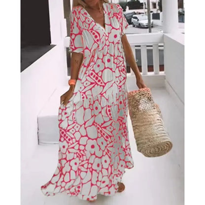 Women's Floral V-Neck Maxi Dress