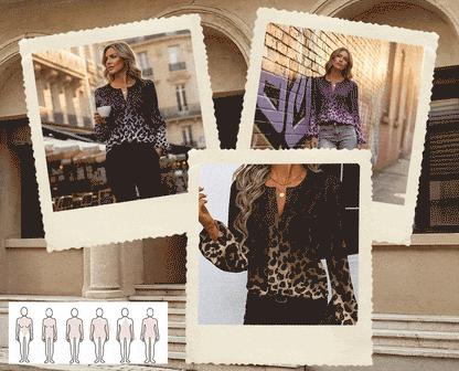 Women’s Gradient Leopard Puff Sleeve Shirt