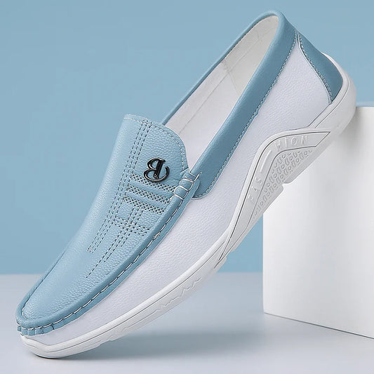 Men's Soft-Soled Leather-Look Slip-On Casual Shoes
