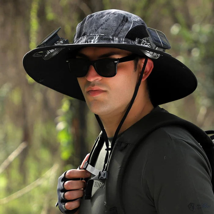 Solar Fan Wide-Brim Hat