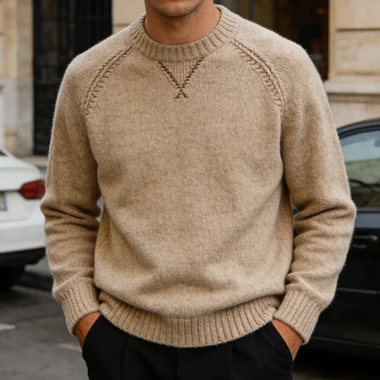 Men’s Vintage Crew Neck Raglan Knit Jumper