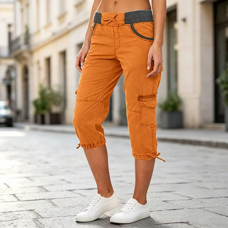 Women’s High-Waisted Cargo Capri Trousers