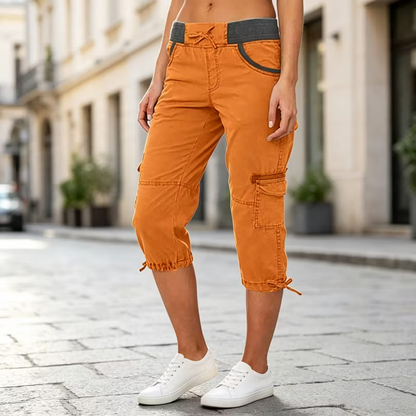 Women’s High-Waisted Cargo Capri Trousers